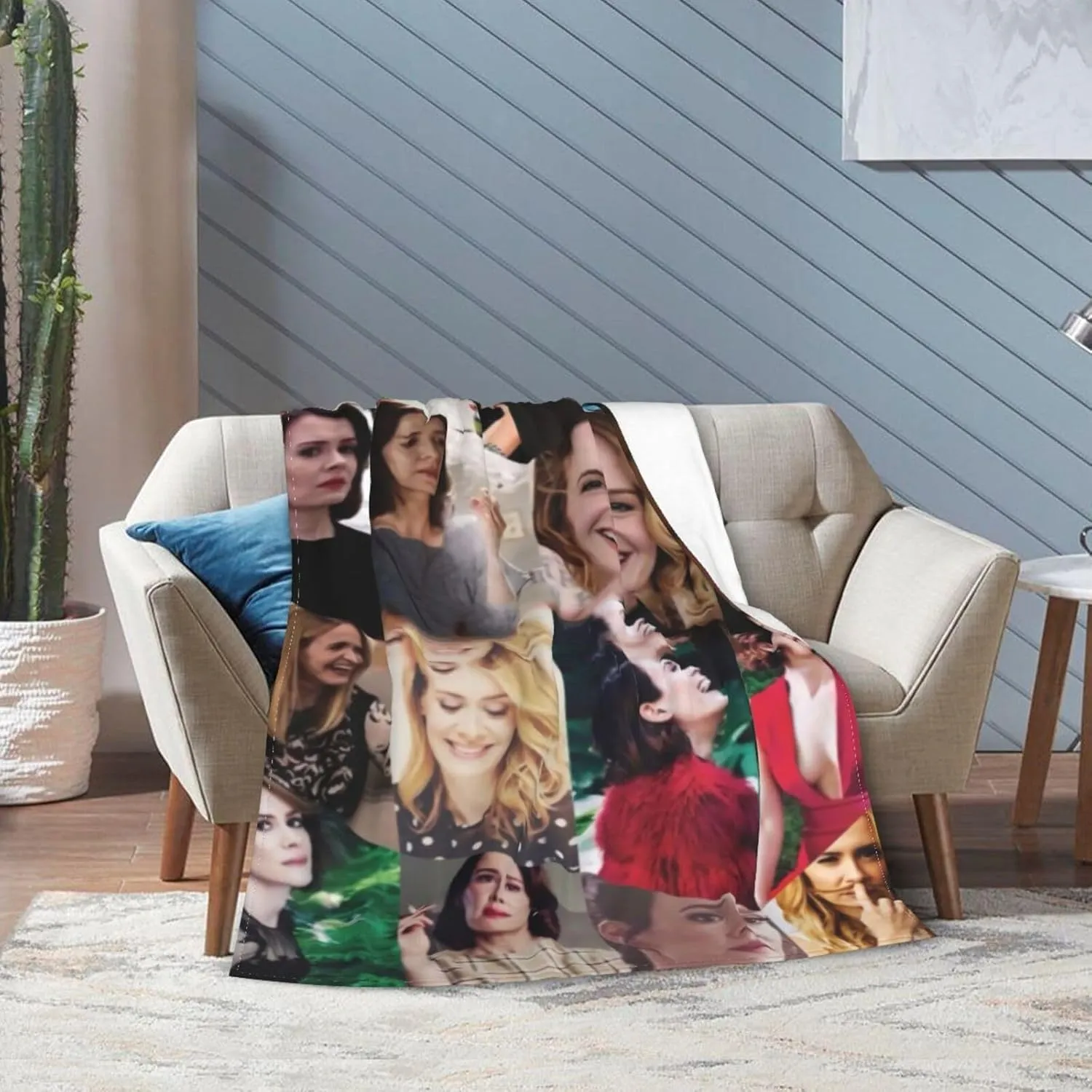 Blanket Sarah Paulson Collage Soft and Warm Lightweight Fluffy Throws Blankets Gift for Beach Yoga Bedroom Living Room Decoration Sofa Camping Trip Dorm Decor All Season