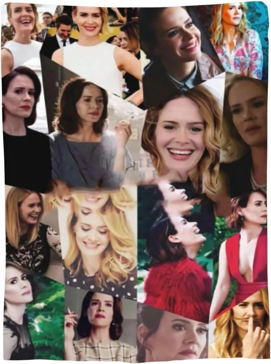 Blanket Sarah Paulson Collage Soft and Warm Lightweight Fluffy Throws Blankets Gift for Beach Yoga Bedroom Living Room Decoration Sofa Camping Trip Dorm Decor All Season