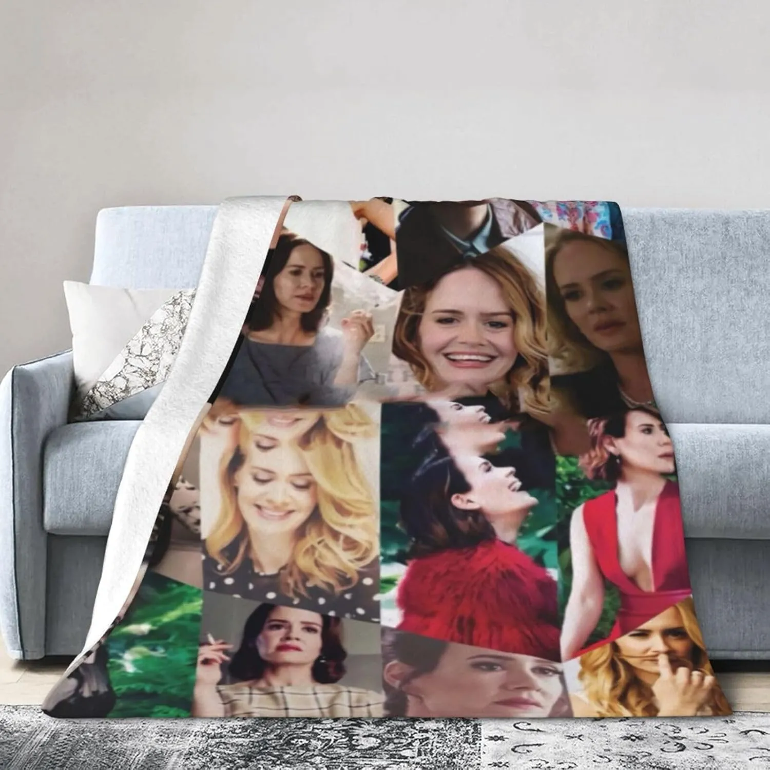 Blanket Sarah Paulson Collage Soft and Warm Lightweight Fluffy Throws Blankets Gift for Beach Yoga Bedroom Living Room Decoration Sofa Camping Trip Dorm Decor All Season