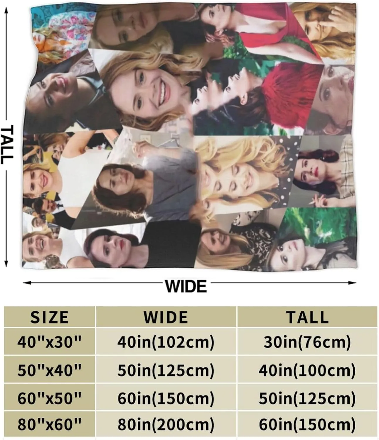 Blanket Sarah Paulson Collage Soft and Warm Lightweight Fluffy Throws Blankets Gift for Beach Yoga Bedroom Living Room Decoration Sofa Camping Trip Dorm Decor All Season