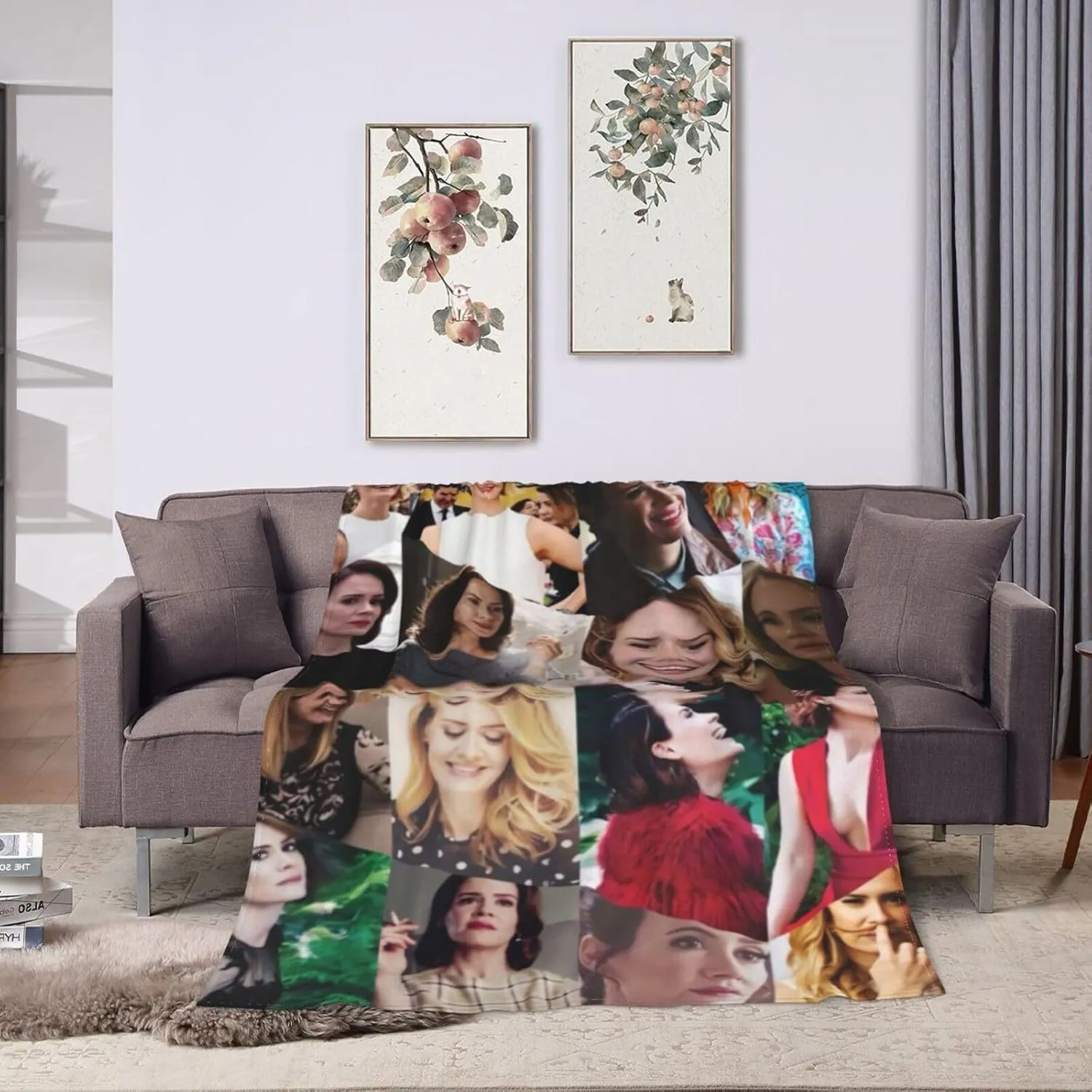 Blanket Sarah Paulson Collage Soft and Warm Lightweight Fluffy Throws Blankets Gift for Beach Yoga Bedroom Living Room Decoration Sofa Camping Trip Dorm Decor All Season