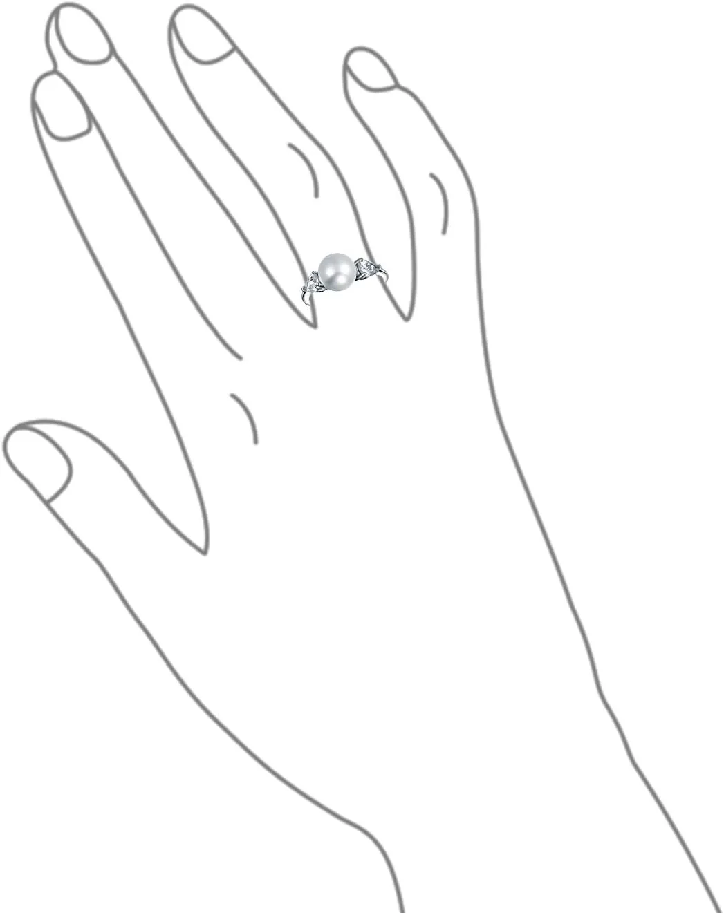 Bling Jewelry Personalize Bridal Party CZ Halo Side Stones White Solitaire Freshwater Cultured Pearl Engagement Cocktail Ring For Women .925 Sterling Silver Customizable