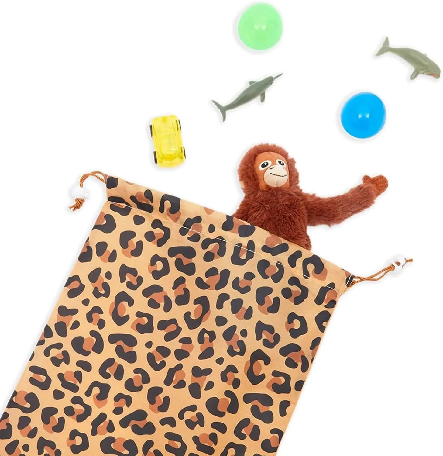 BLUE PANDA 12 Pack Animal Print Drawstring Gift Bags for Jungle Safari Birthday Party Favors, Goodies, Treats (4 Designs, 10 x 12 In)