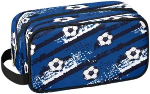 Blue Soccer Travel Toiletry Bag for Boys Teens, Waterproof Hanging Dopp Kit for Men, Shaving Bag with Large Capacity for Travel,Sports Shower