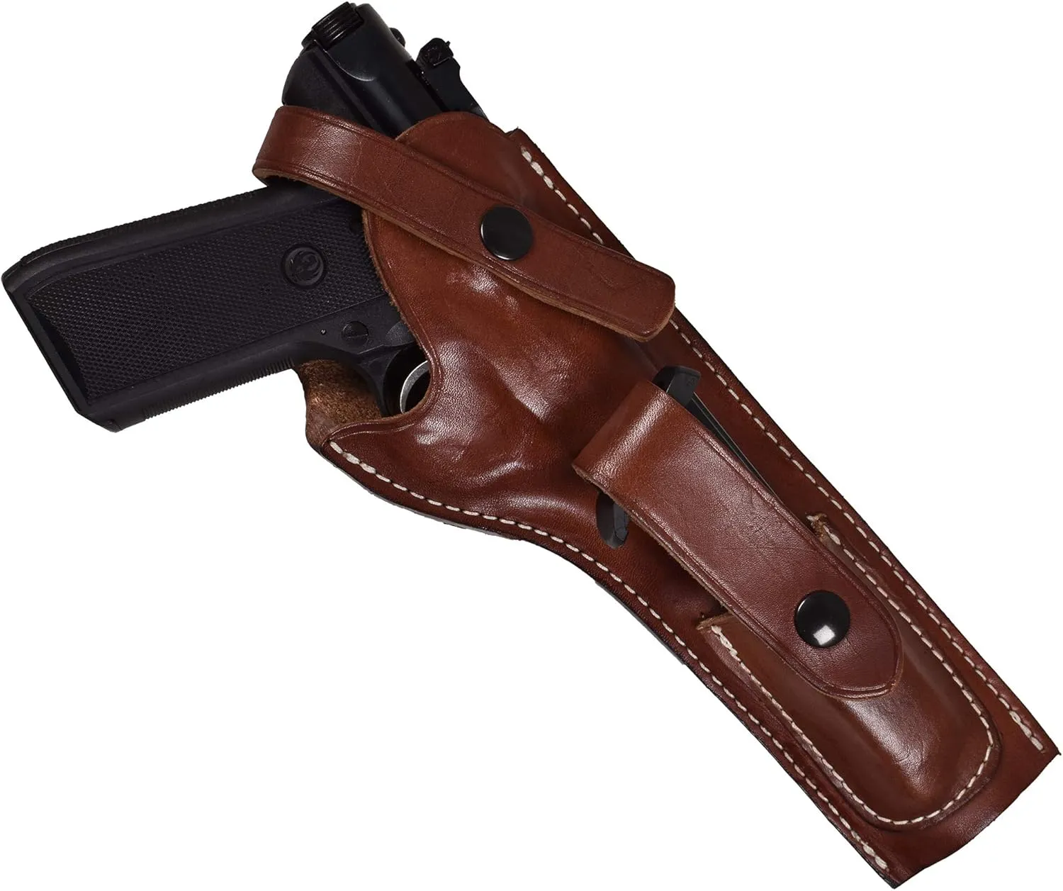 BlueStone Safety Leather MK 22 Holster With Mag Pouch Compatible with Ruger MK I, II, III, IV Handguns with 5.5-Inch Barrel | Leather Handgun Holster Compatible with Mark 22 Handgun | (Right, Mahogany