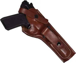 BlueStone Safety Leather MK 22 Holster With Mag Pouch Compatible with Ruger MK I, II, III, IV Handguns with 5.5-Inch Barrel | Leather Handgun Holster Compatible with Mark 22 Handgun | (Right, Mahogany