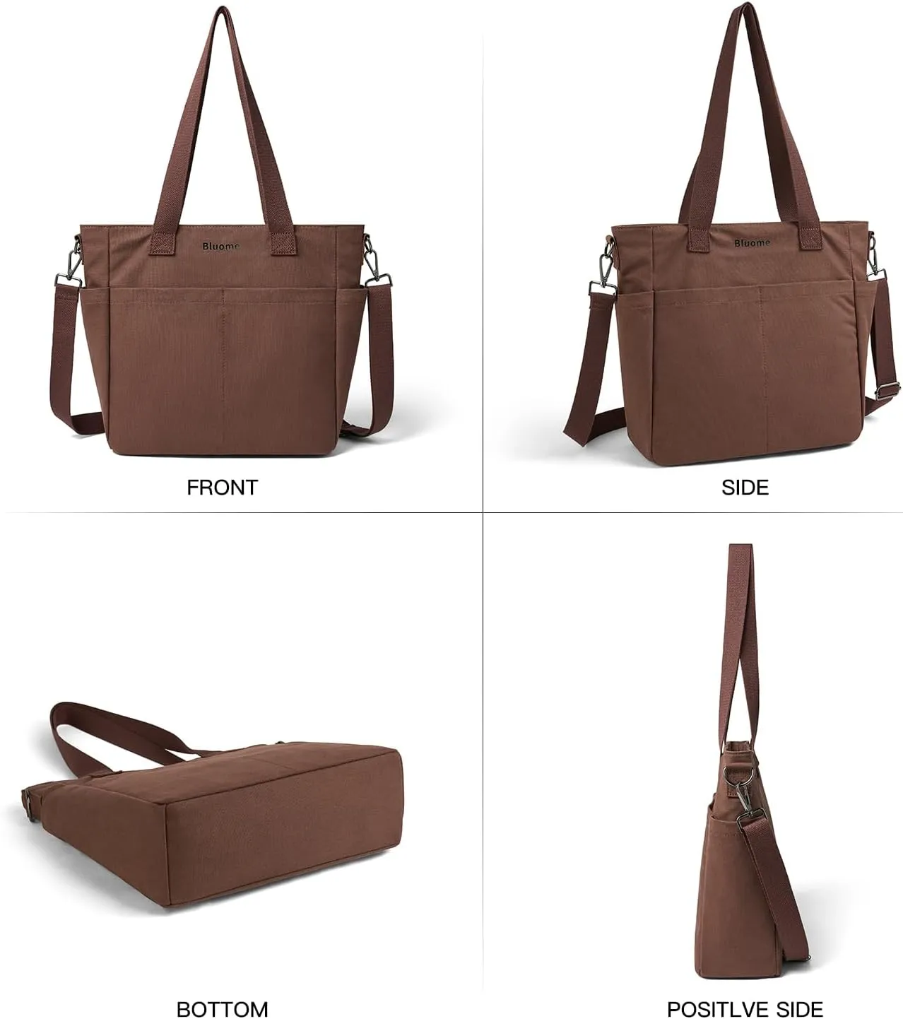 Bluome Tote Bag for Women Canvas Tote Bag With Zipper College Gym Tote Medium Travel Work Bags Hobo Handbag Crossbody