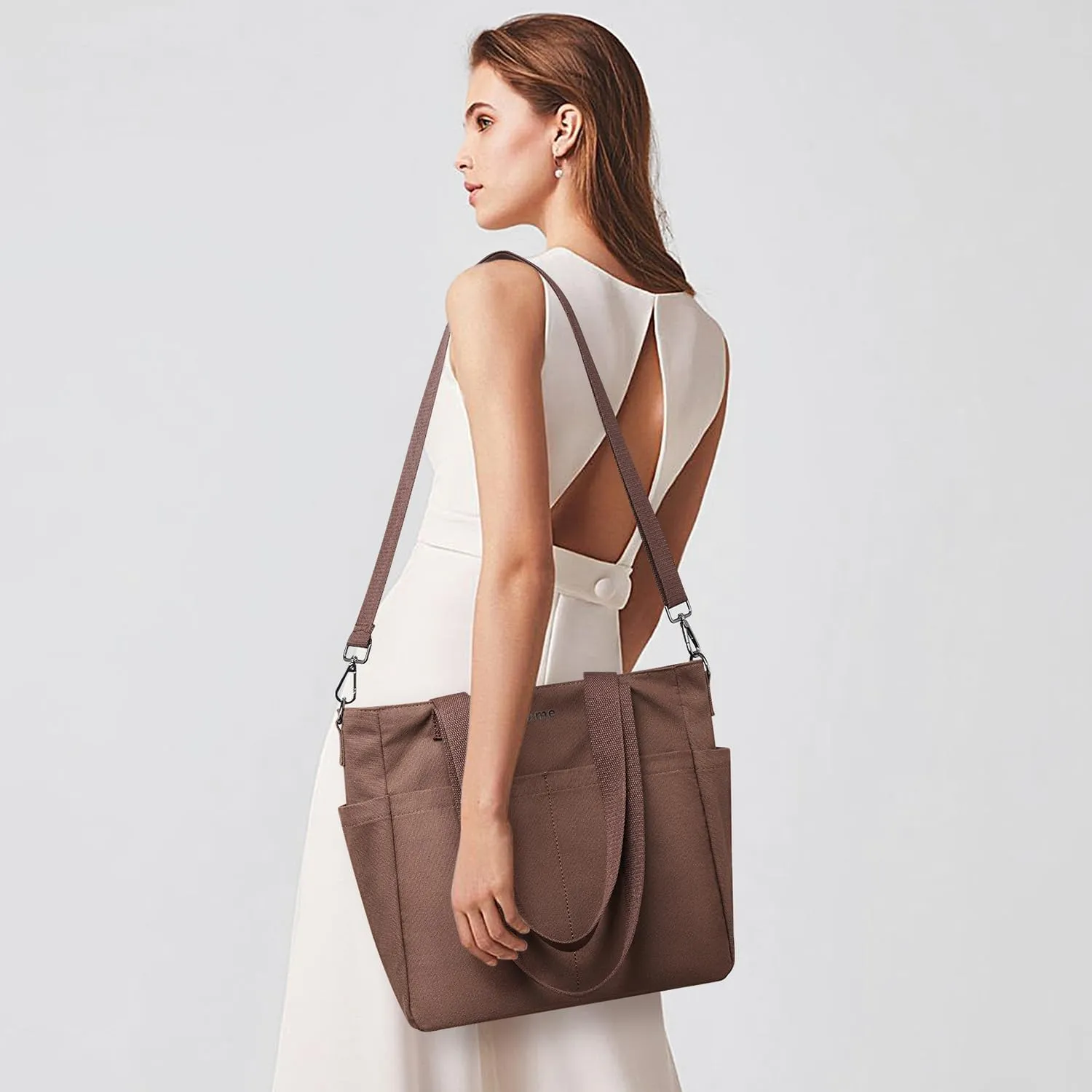 Bluome Tote Bag for Women Canvas Tote Bag With Zipper College Gym Tote Medium Travel Work Bags Hobo Handbag Crossbody
