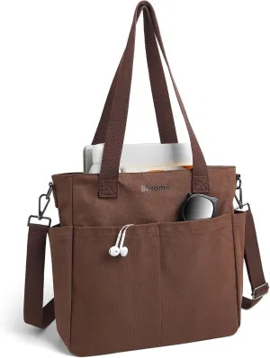Bluome Tote Bag for Women Canvas Tote Bag With Zipper College Gym Tote Medium Travel Work Bags Hobo Handbag Crossbody