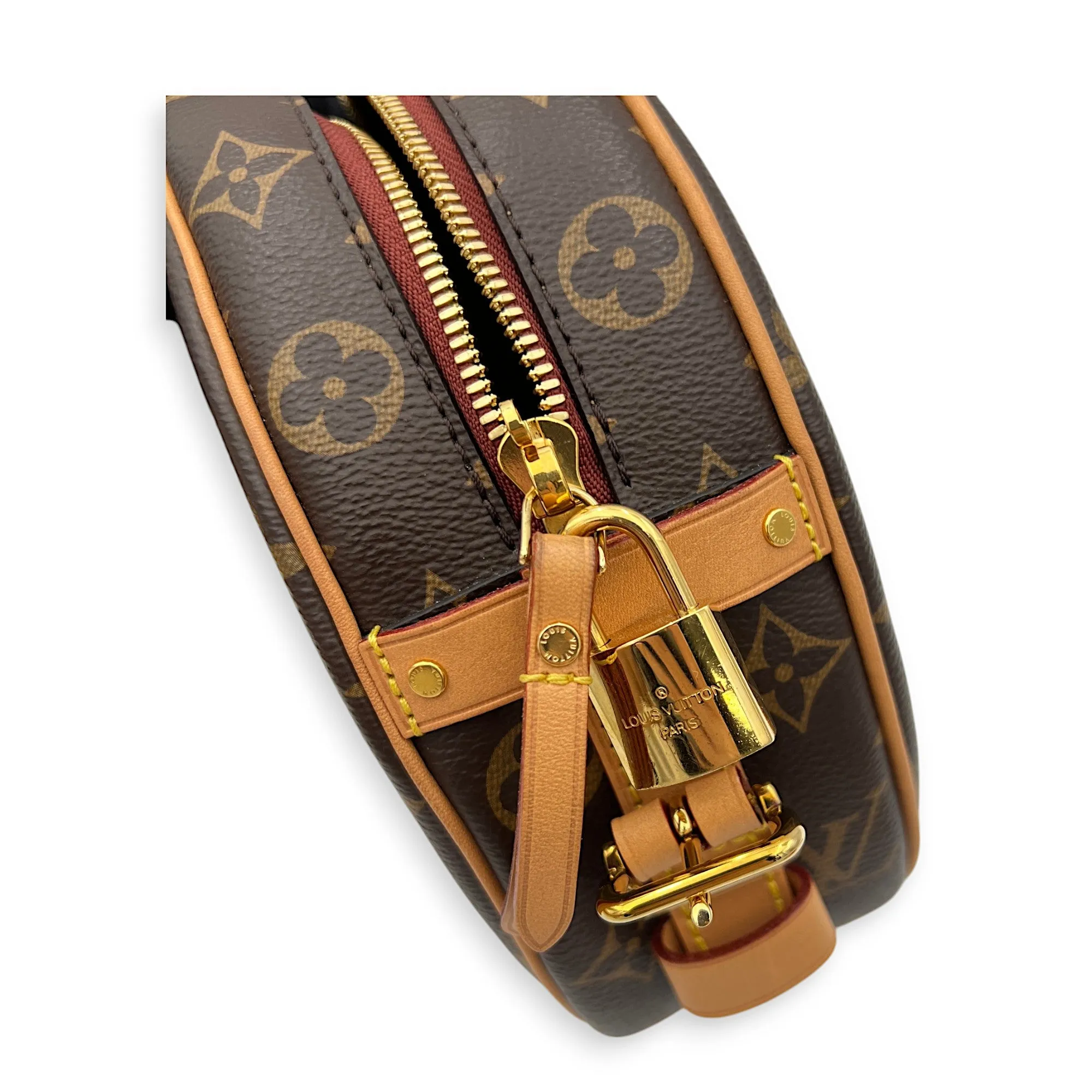 Boite a Chapeau Crossbody Bag MM Brown in Monogram Coated Canvas , Gold Hardware