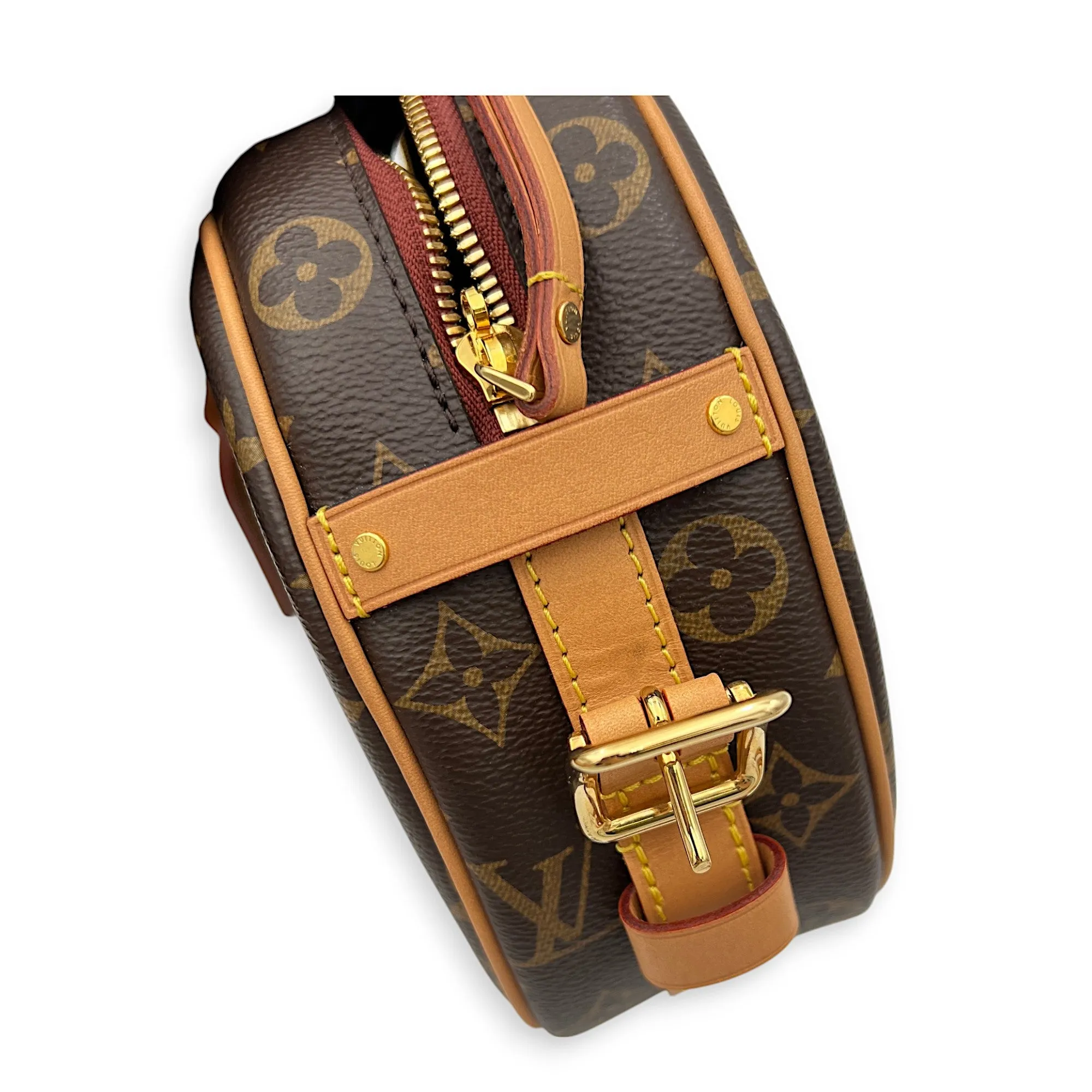 Boite a Chapeau Crossbody Bag MM Brown in Monogram Coated Canvas , Gold Hardware