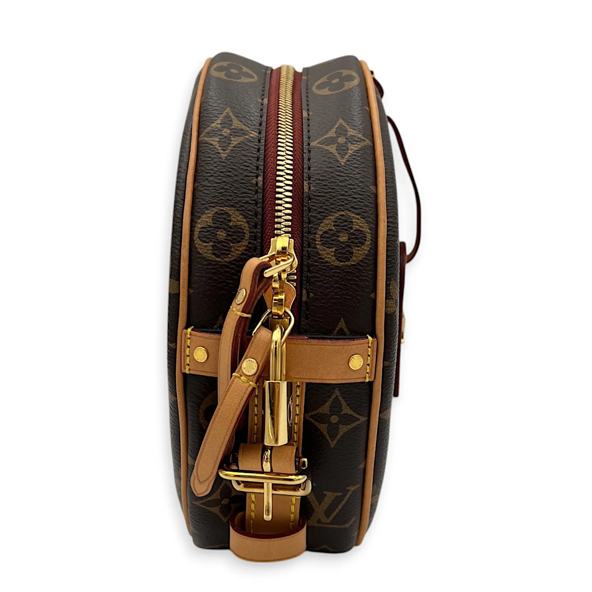 Boite a Chapeau Crossbody Bag MM Brown in Monogram Coated Canvas , Gold Hardware