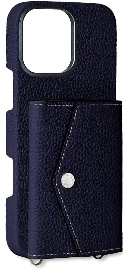 BONAVENTURA】(for iPhone16Pro Max Back Cover Case with snap Button [Navy ] BSNT16PM-NA
