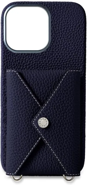 BONAVENTURA】(for iPhone16Pro Max Back Cover Case with snap Button [Navy ] BSNT16PM-NA