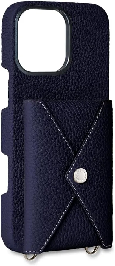 BONAVENTURA】(for iPhone16Pro Max Back Cover Case with snap Button [Navy ] BSNT16PM-NA