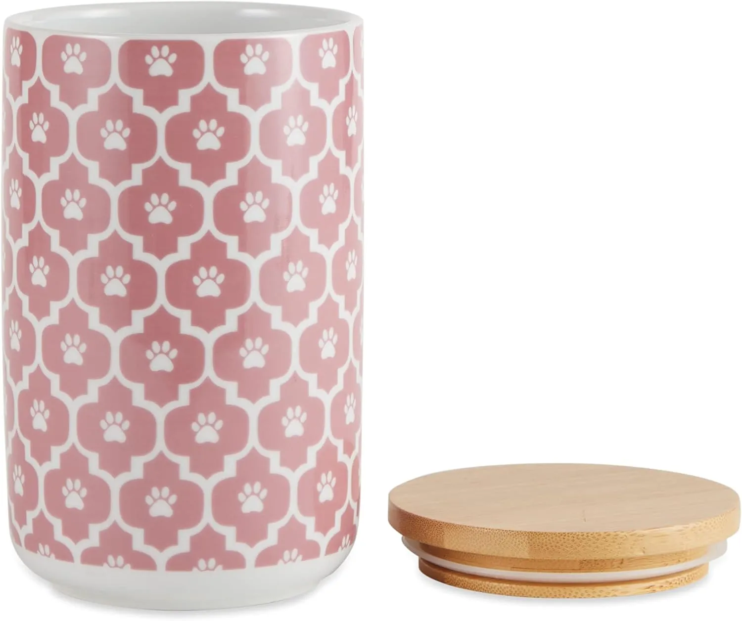 Bone Dry Lattice Collection Pet Bowl & Canister, Treat Canister, 4x6.5 inches, Rose