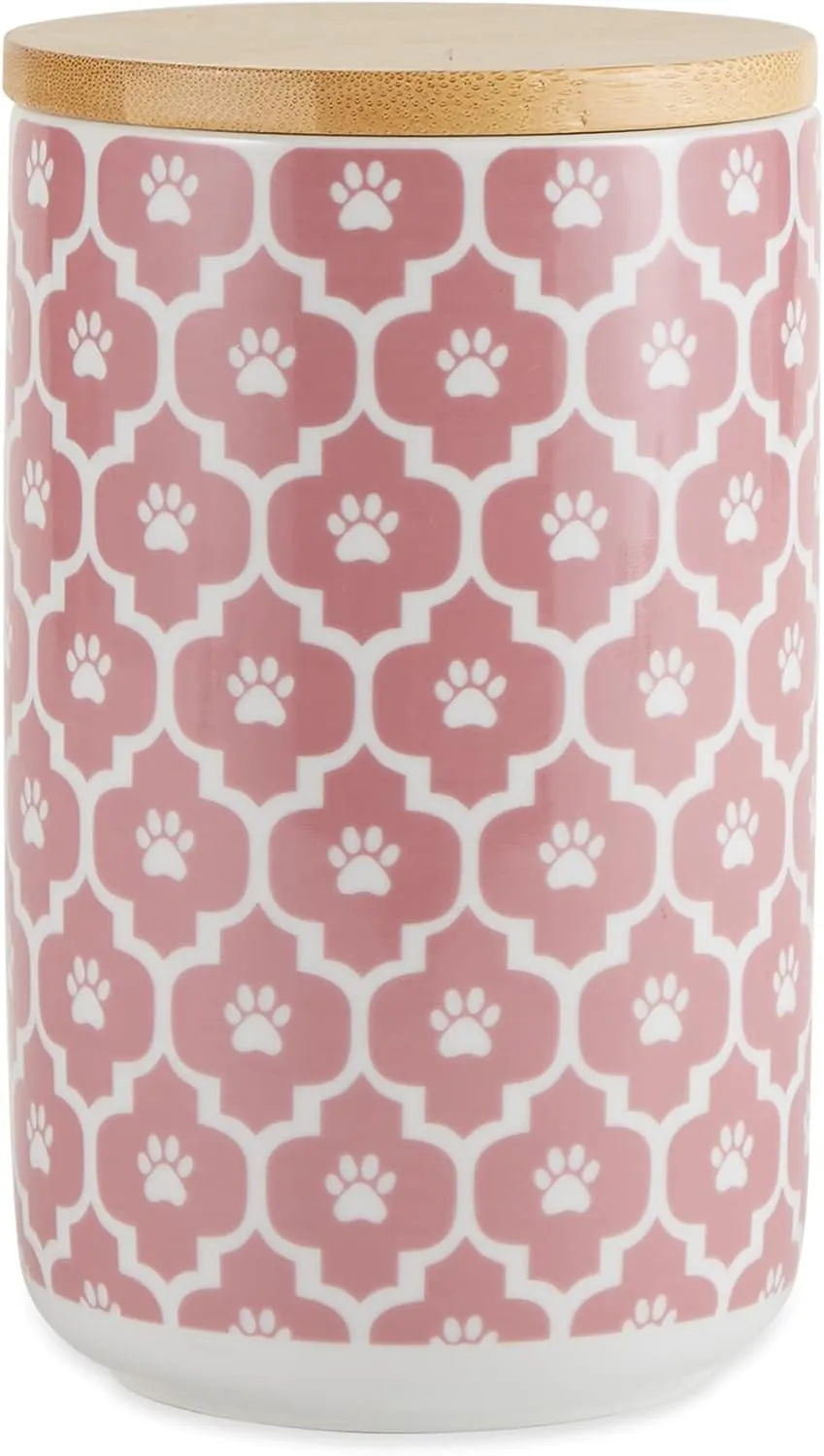 Bone Dry Lattice Collection Pet Bowl & Canister, Treat Canister, 4x6.5 inches, Rose