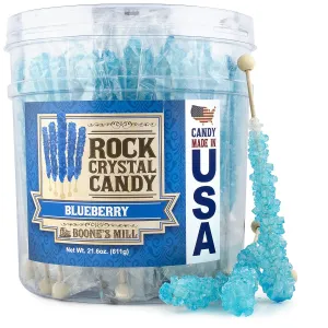 Boone's Mill | Rock Crystal Candy Sticks | Blue Blueberry | 36 Sticks