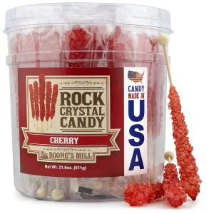 Boone's Mill | Rock Crystal Candy Sticks | Red Cherry | 36 Sticks