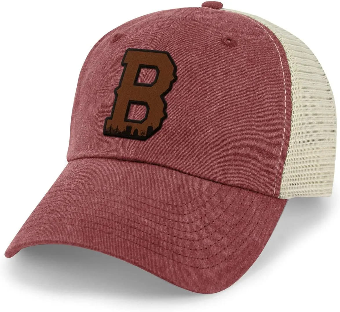 Boston B Skyline Leather Patch Relaxed Trucker Hat