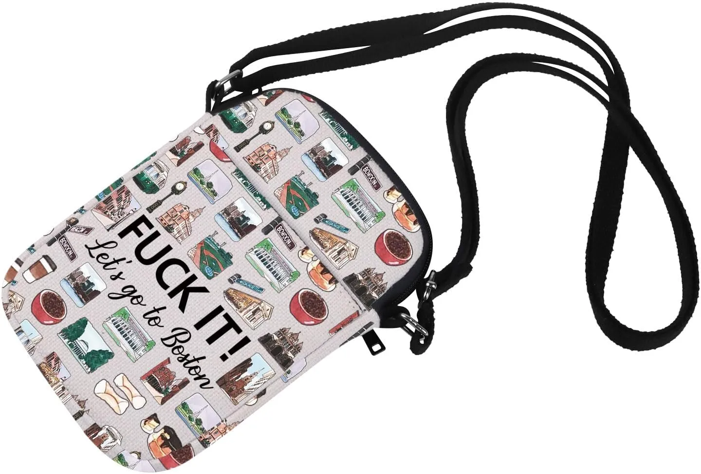 Boston Cosmetic Makeup Bag Boston Travel Gift Boston Travel Pouch Girls Trip to Boston Gift for Her (Crossbody bag)