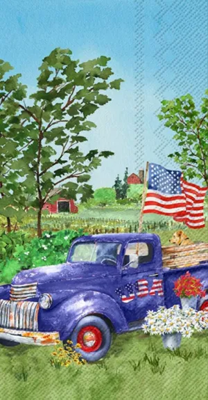 Boston International IHR 3-Ply Guest Towel Buffet Paper Napkins, 8.5 x 4.5-Inches, Patriotic Truck