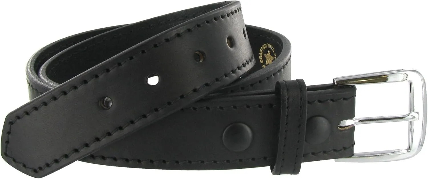 Boston Leather 1.5in. Stitched Edge Belt 60 Black