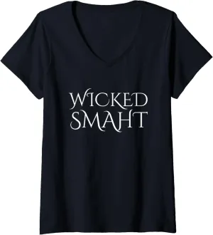 Boston Massachusetts - Wicked Smaht V-Neck T-Shirt