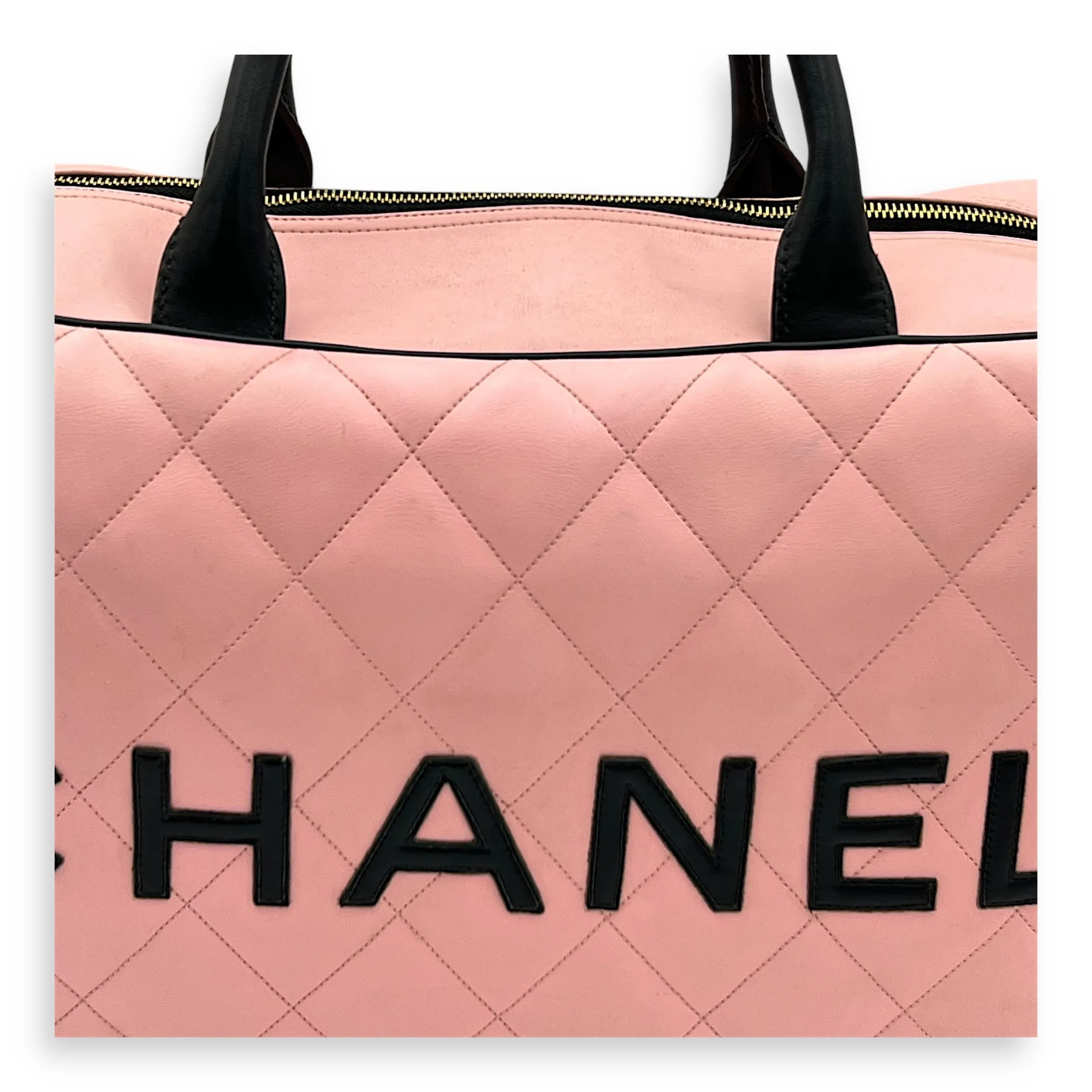 Boston Pink Top Handle Bag in Calfskin, Gold hardware