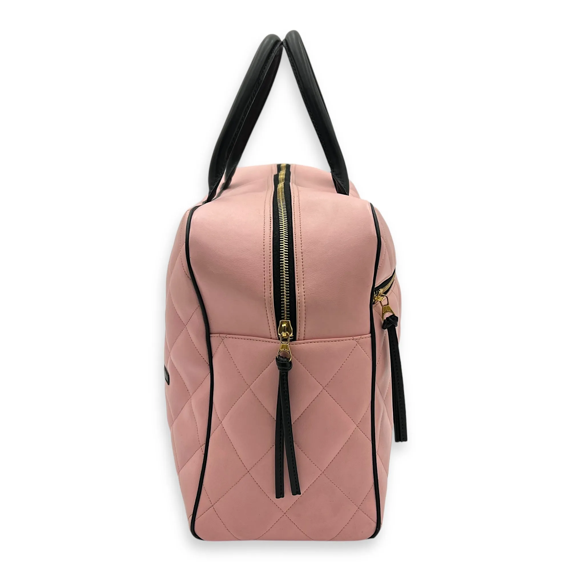 Boston Pink Top Handle Bag in Calfskin, Gold hardware