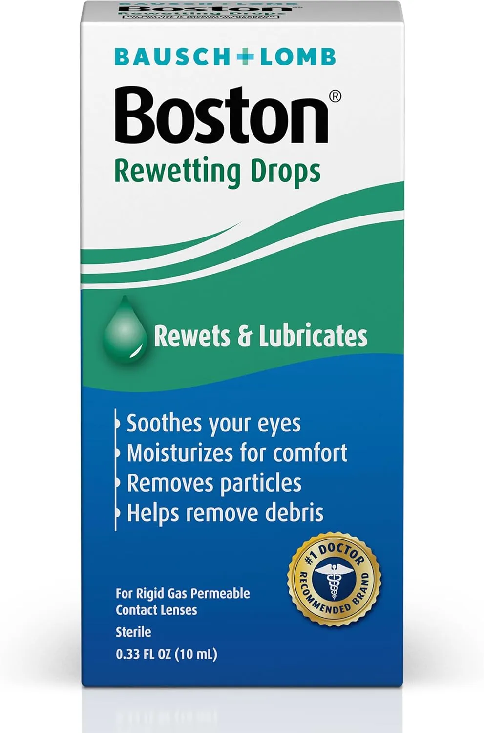 Boston Rewetting Drops for Rigid Gas Permeable Contact Lenses - from Bausch   Lomb, 0.34 fl oz (10 mL) - Pack of 4