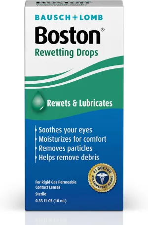 Boston Rewetting Drops for Rigid Gas Permeable Contact Lenses - from Bausch   Lomb, 0.34 fl oz (10 mL) - Pack of 4
