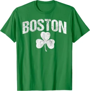 Boston St Patrick's Day Boston Distressed Shamrock Irish T-Shirt