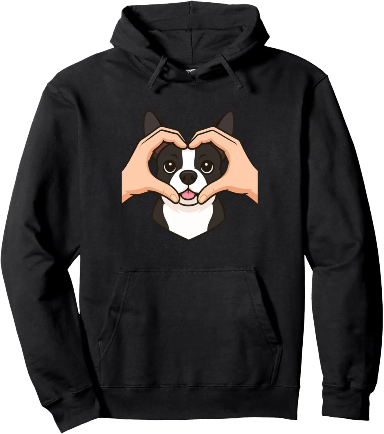 Boston Terrier Heart Hands Love Gesture Dog Lover Pullover Hoodie