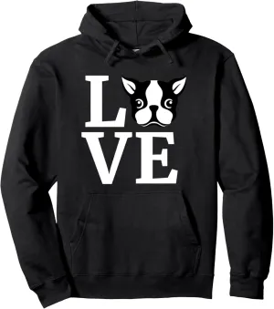Boston Terrier Hoodie Love Bostie Hooded Sweater Dog Gift Pullover Hoodie