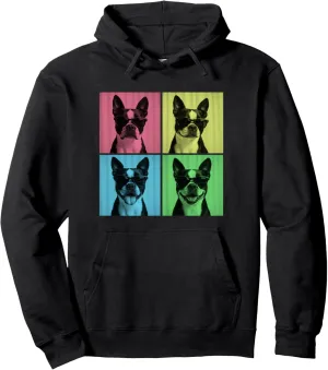 Boston Terrier Pop Art Funny Bostie Dog Lover Photo Booth Pullover Hoodie