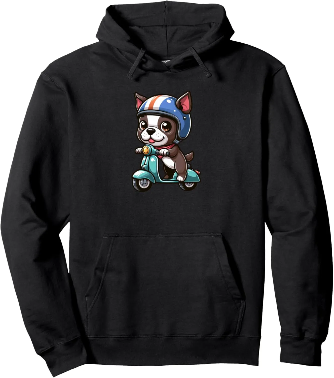 Boston Terrier Scooter Dog Funny Motorcycle Pullover Hoodie