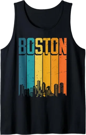 Boston USA Retro Vintage Sunset Skyline Boston Tank Top