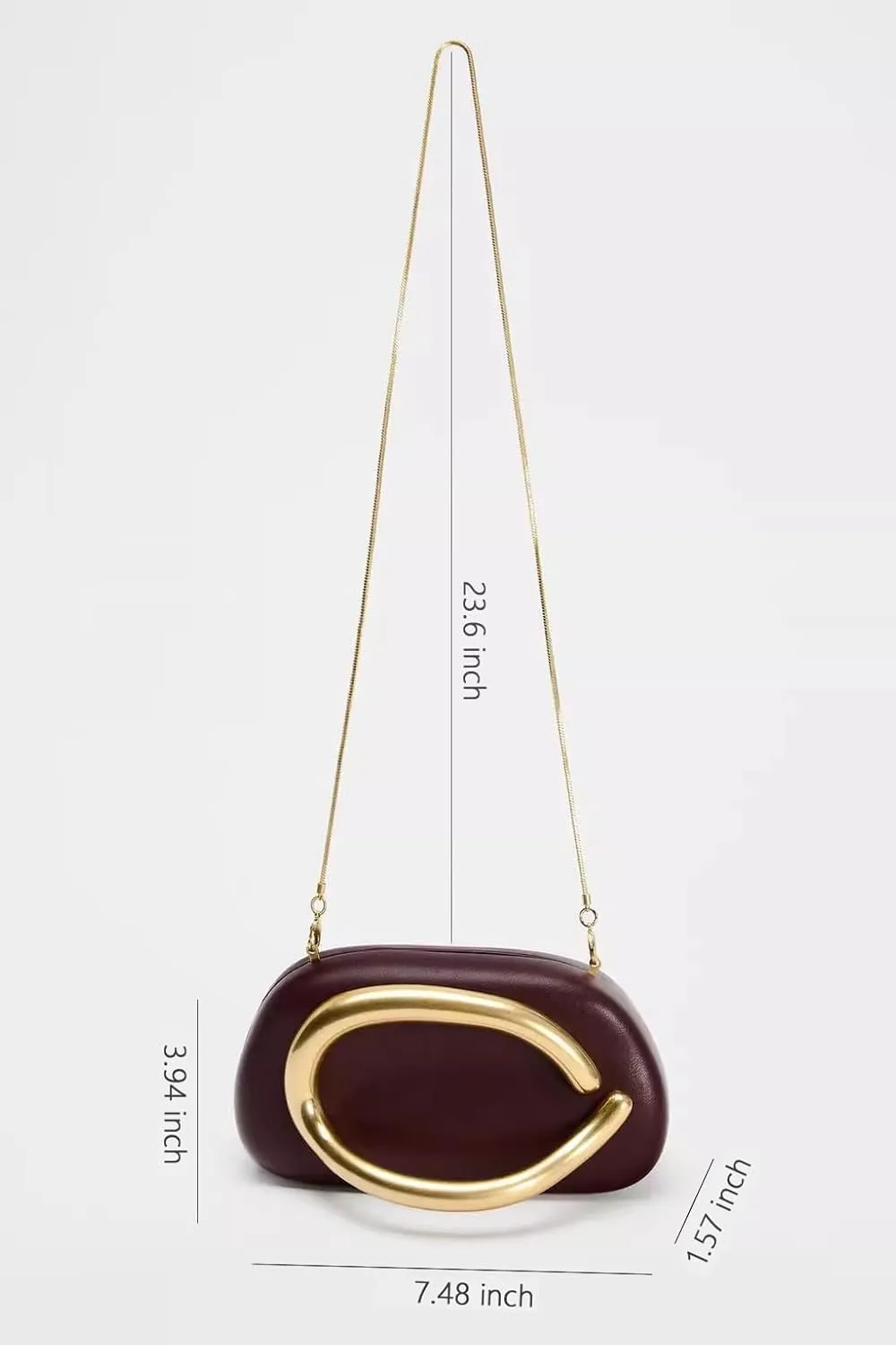 Box Clutch Purses For Women Shell Shape PU Leather Evening Handbag Gold Metal Handle Clutch Bag With Chain