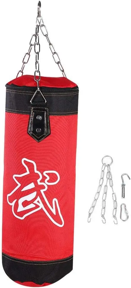 Boxing Punch Bag Heavy Duty Punching Bag with Chains for Boxing Training Fitness Sandbag(60CM Red) Martial Arts