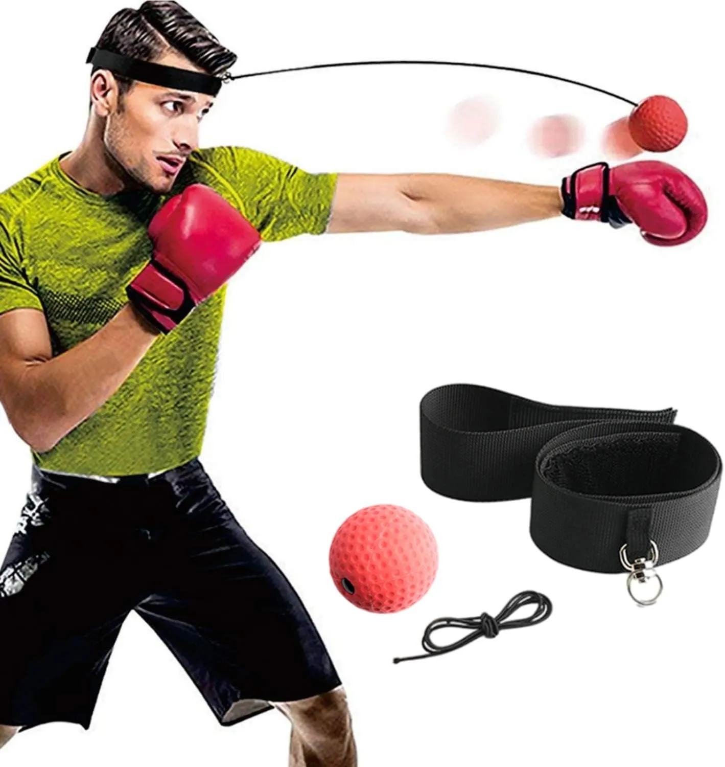 Boxing Reflex Ball Set with Headband - Boxball for Improved Hand-Eye Coordination Training, Box Ball, Boxballs, Boxing Ball with Headband, Head Reflex Ball, and More - Box Ball Game (Rubber ball)