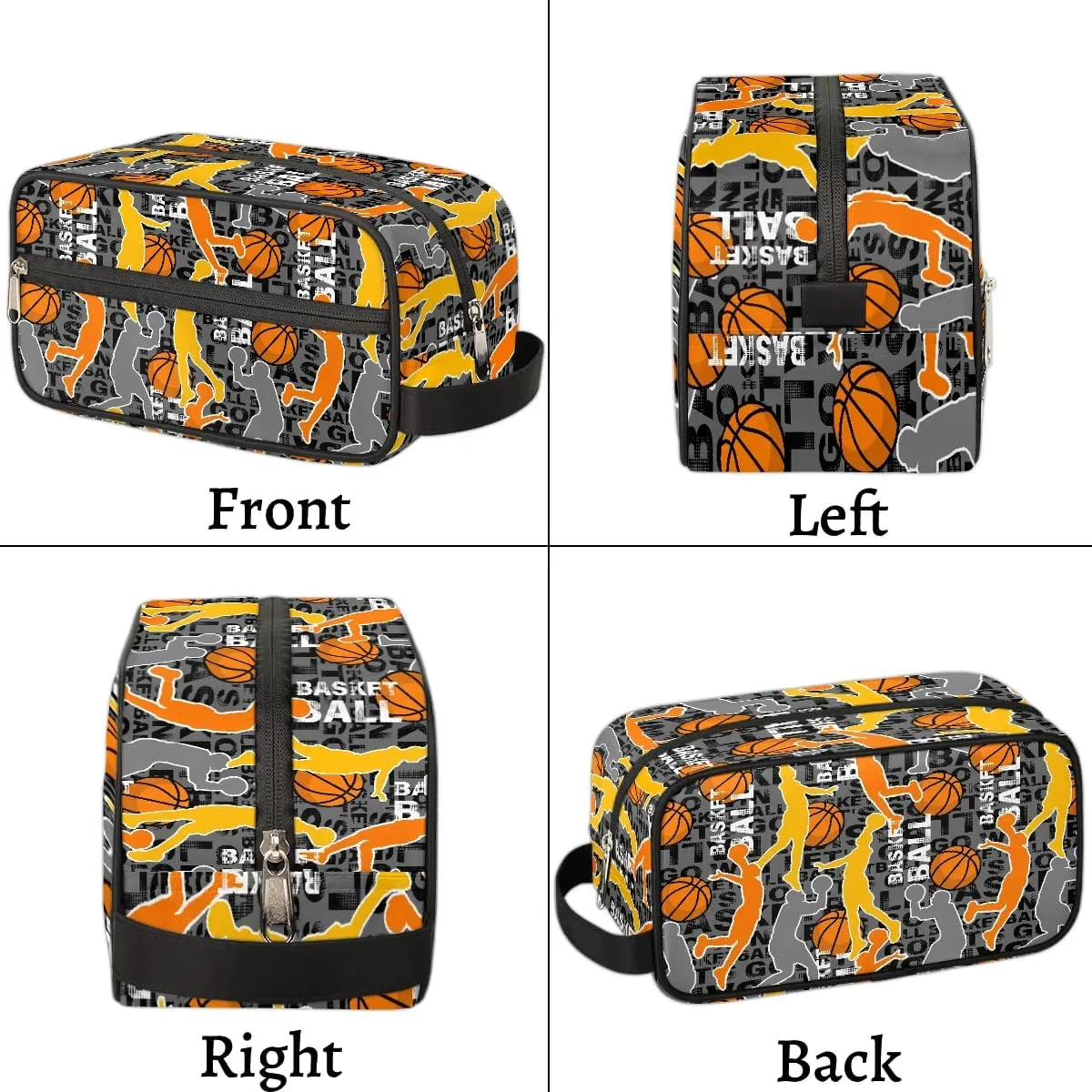 Boys Travel Toiletry Bag Basketball Kids Waterproof Hanging Dopp Kit, Wash Bag with Large Capacity for Travel, Sports, Shower
