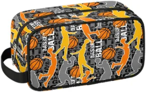 Boys Travel Toiletry Bag Basketball Kids Waterproof Hanging Dopp Kit, Wash Bag with Large Capacity for Travel, Sports, Shower