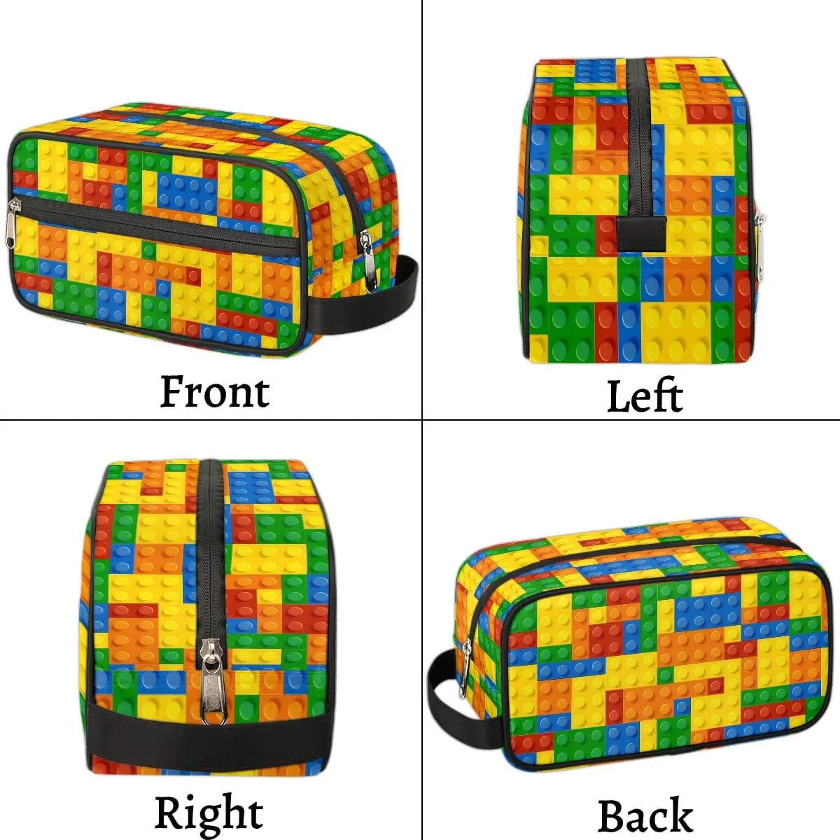 Boys Travel Toiletry Bag, Colorful Building Blocks Kids Waterproof Hanging Dopp Kit, Wash Bag with Large Capacity for Travel, Sports, Shower
