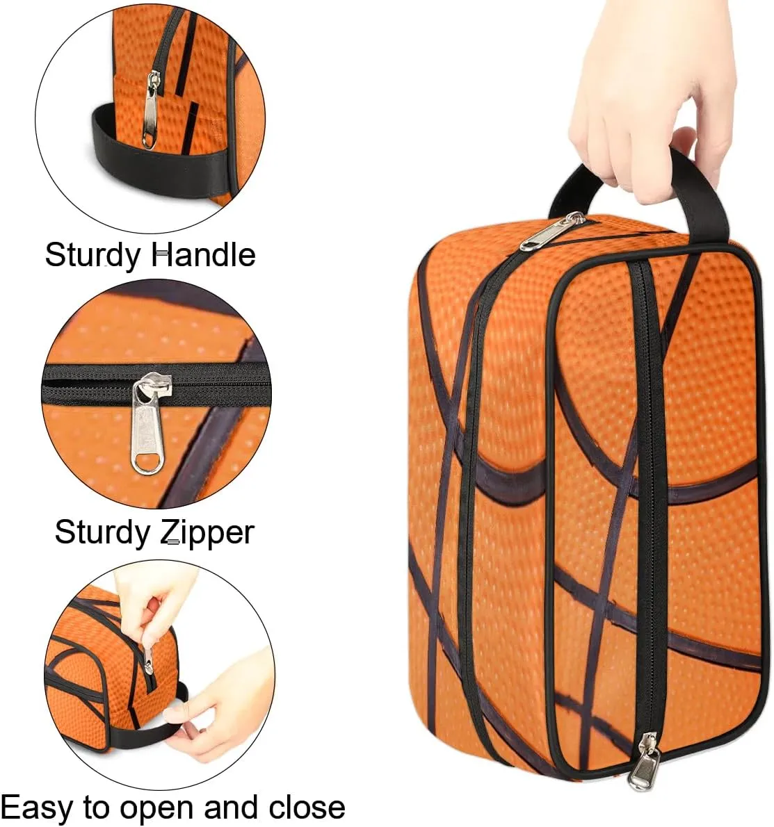 Boys Travel Toiletry Bag, Kids Waterproof Hanging Dopp Kit, Wash Bag with Large Capacity for Travel, Sports, Shower (Basketball 3D-1)