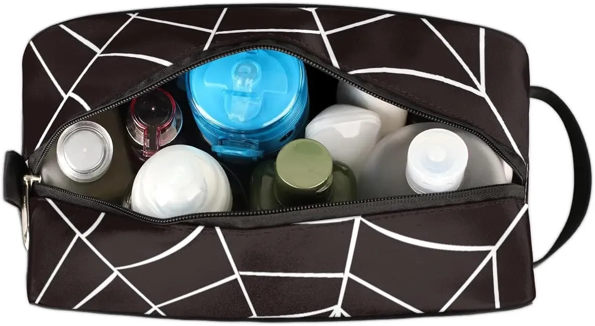 Boys Travel Toiletry Bag, Kids Waterproof Hanging Dopp Kit, Wash Bag with Large Capacity for Travel, Sports, Shower (Black Spider Web-33)
