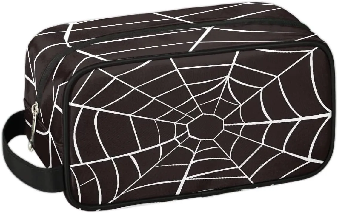 Boys Travel Toiletry Bag, Kids Waterproof Hanging Dopp Kit, Wash Bag with Large Capacity for Travel, Sports, Shower (Black Spider Web-33)