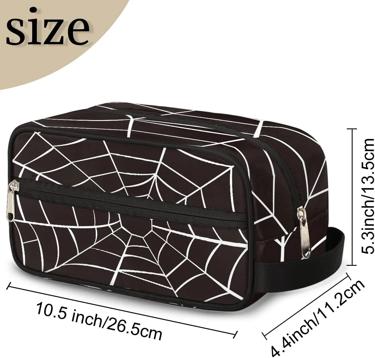 Boys Travel Toiletry Bag, Kids Waterproof Hanging Dopp Kit, Wash Bag with Large Capacity for Travel, Sports, Shower (Black Spider Web-33)