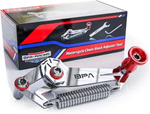 BPA-RACING Motorcycle Chain Slack Adjuster Tool - Innovative Chain Tensioning Tool for Easy, Quick & Precise Chain Slack Adjustment- Slack Setter Tool (Red)