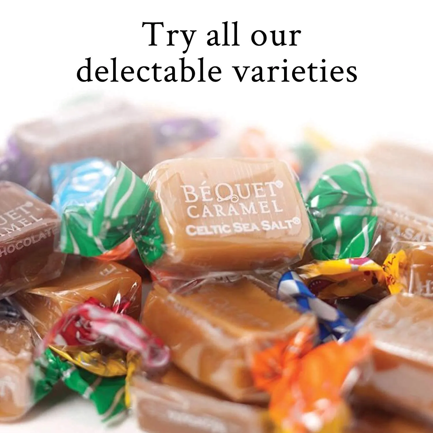 Béquet Caramel - Celtic Sea Salt Caramel - Gourmet Caramel Candy - Salted Caramel Candy Individually Wrapped - Made in Montana - Kosher (Star D) and Gluten Free - 3.6 oz Single Pouch